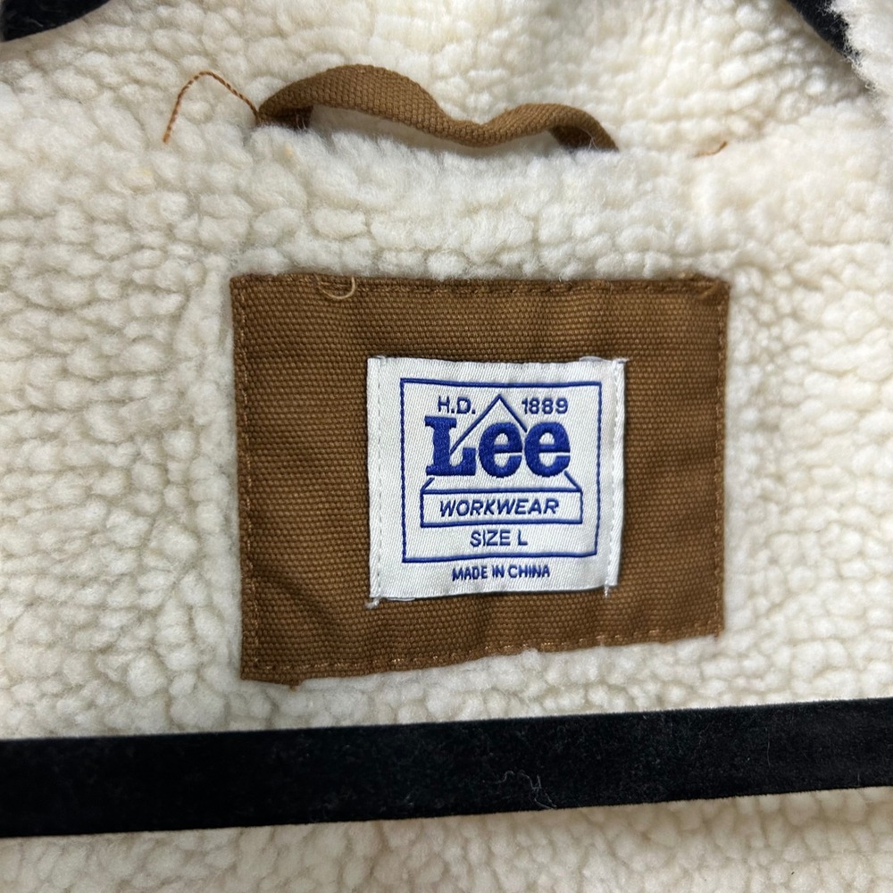 NWOT Lee Workwear Unisex Mens Large Tan Canvas Vest‎ with Sherpa Inside. Pockets - Picture 5 of 10